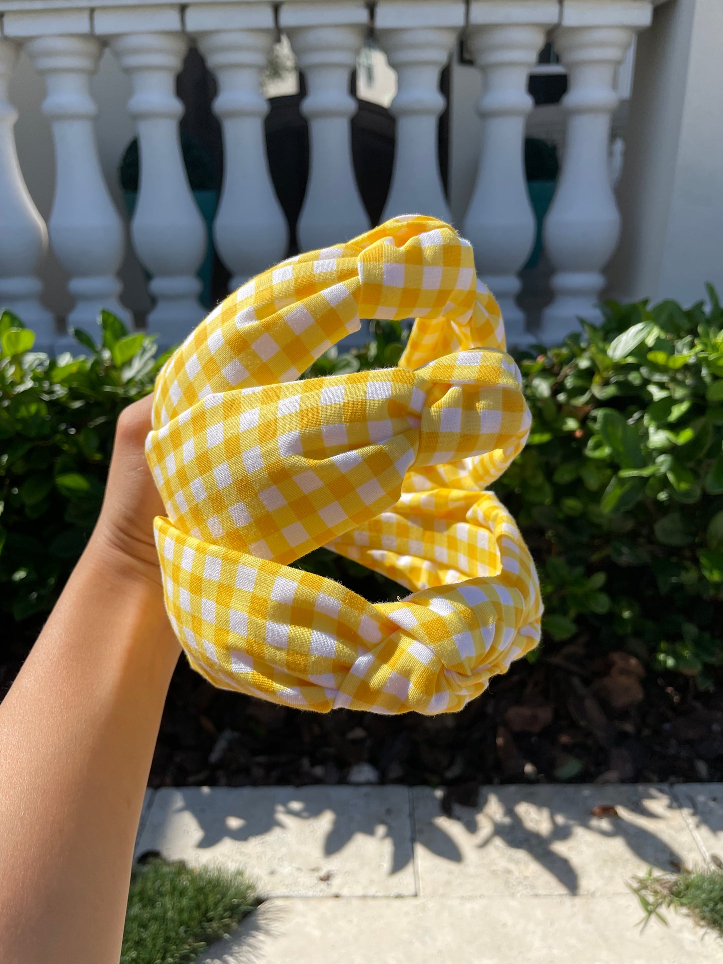 Yellow gingham headband