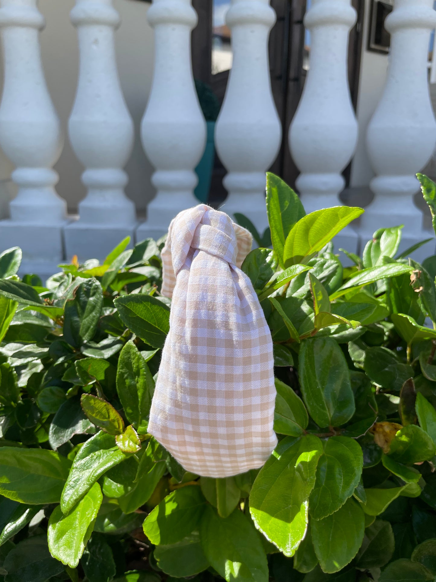 Pastel brown gingham headbands