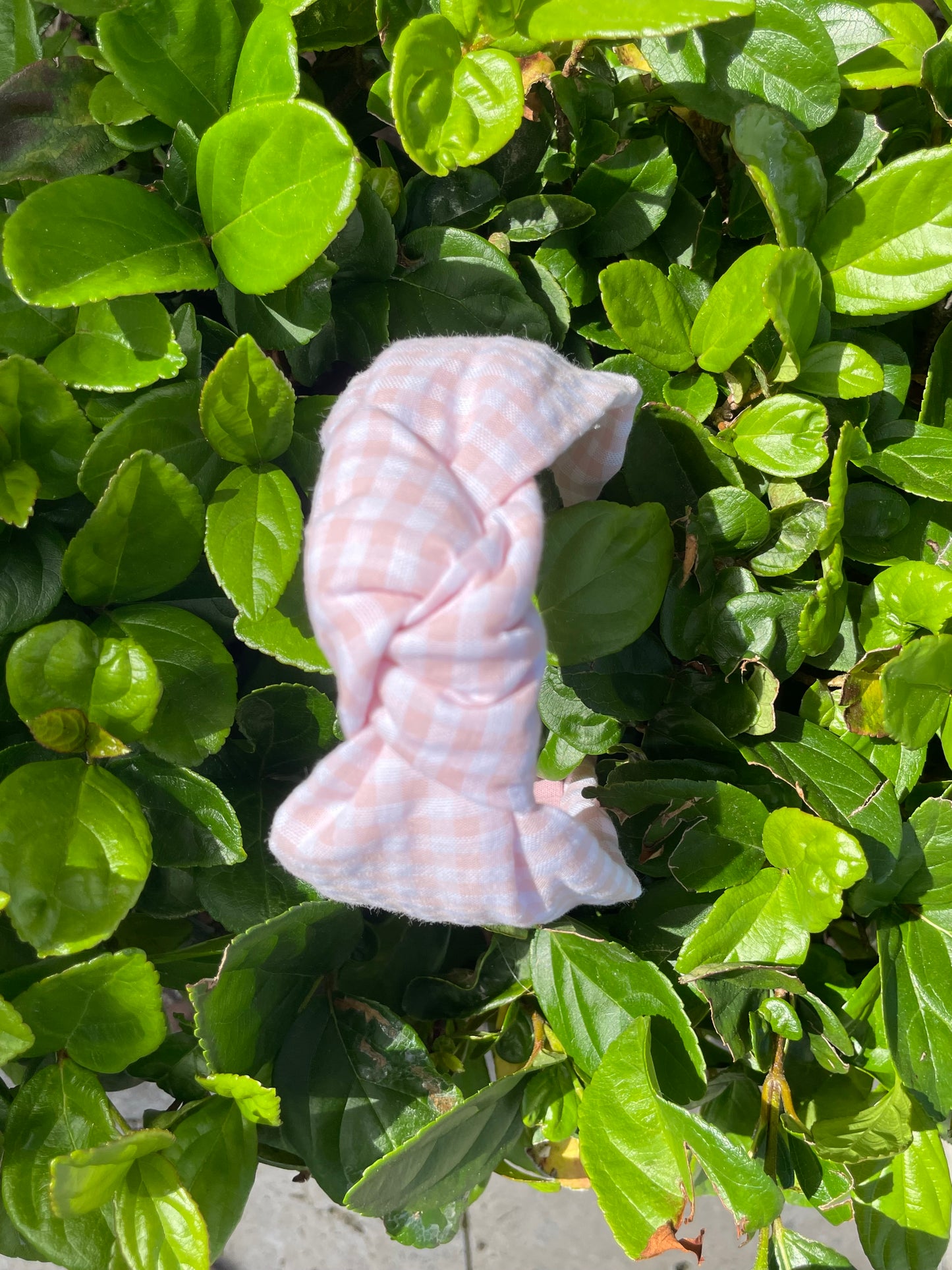 Pastel pink gingham headbands